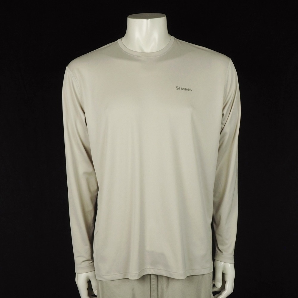 Simms Fishing Solar Tech Tee Shirt Mens Large Beige Stonefly Fly Fishing Graphic